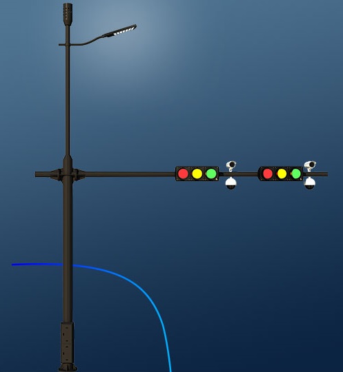 交通信号灯与路灯监控杆共杆